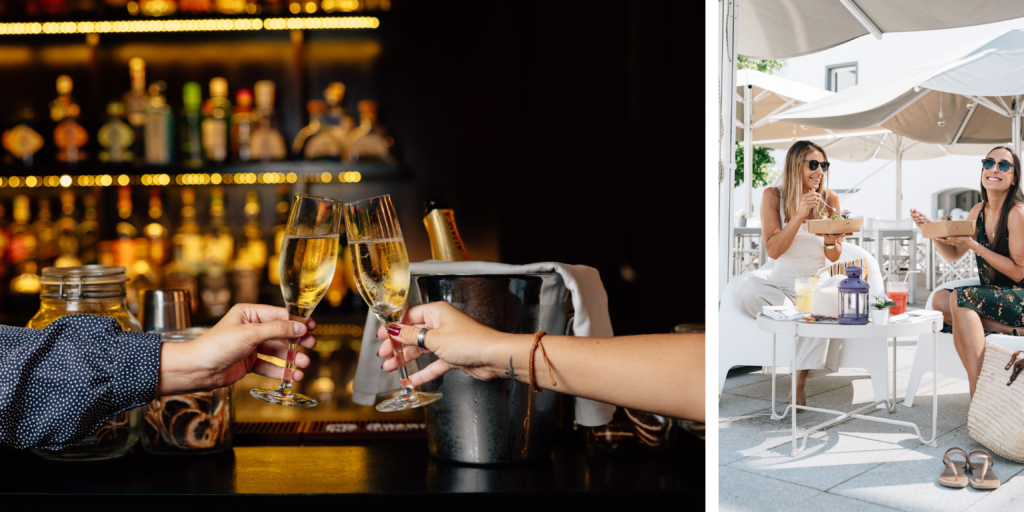 Copas brindando en un restaurante durante una celebración especial