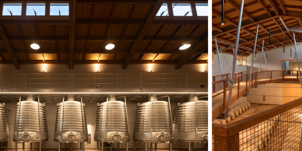 Depósitos de acero inoxidable en una bodega de la región del Dão