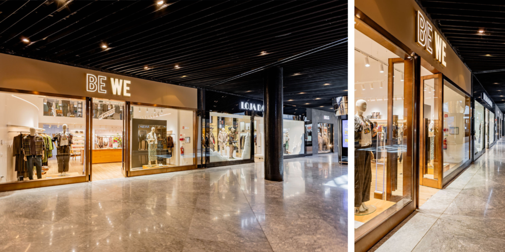 La nueva tienda de BE WE Concept en el centro comercial Amoreiras reúne 35 marcas de moda y accesorios.